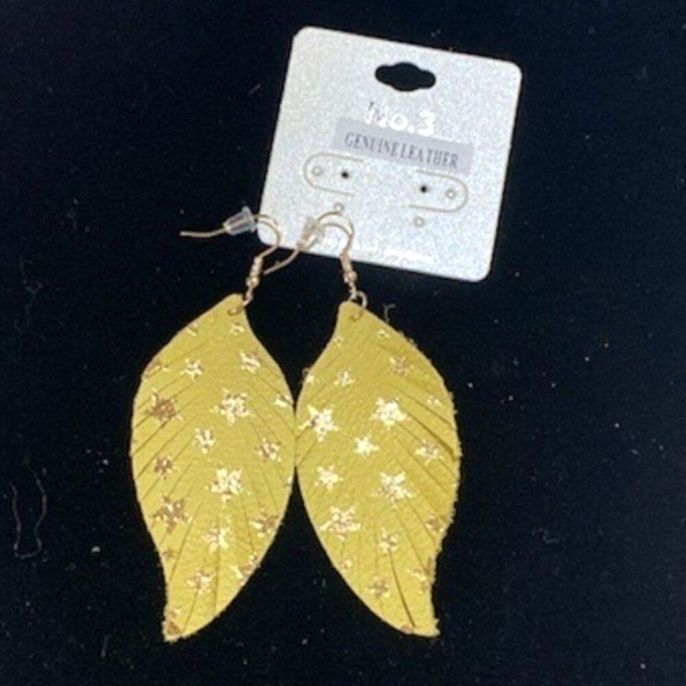 Suede Leather Earrings with Gold Stars